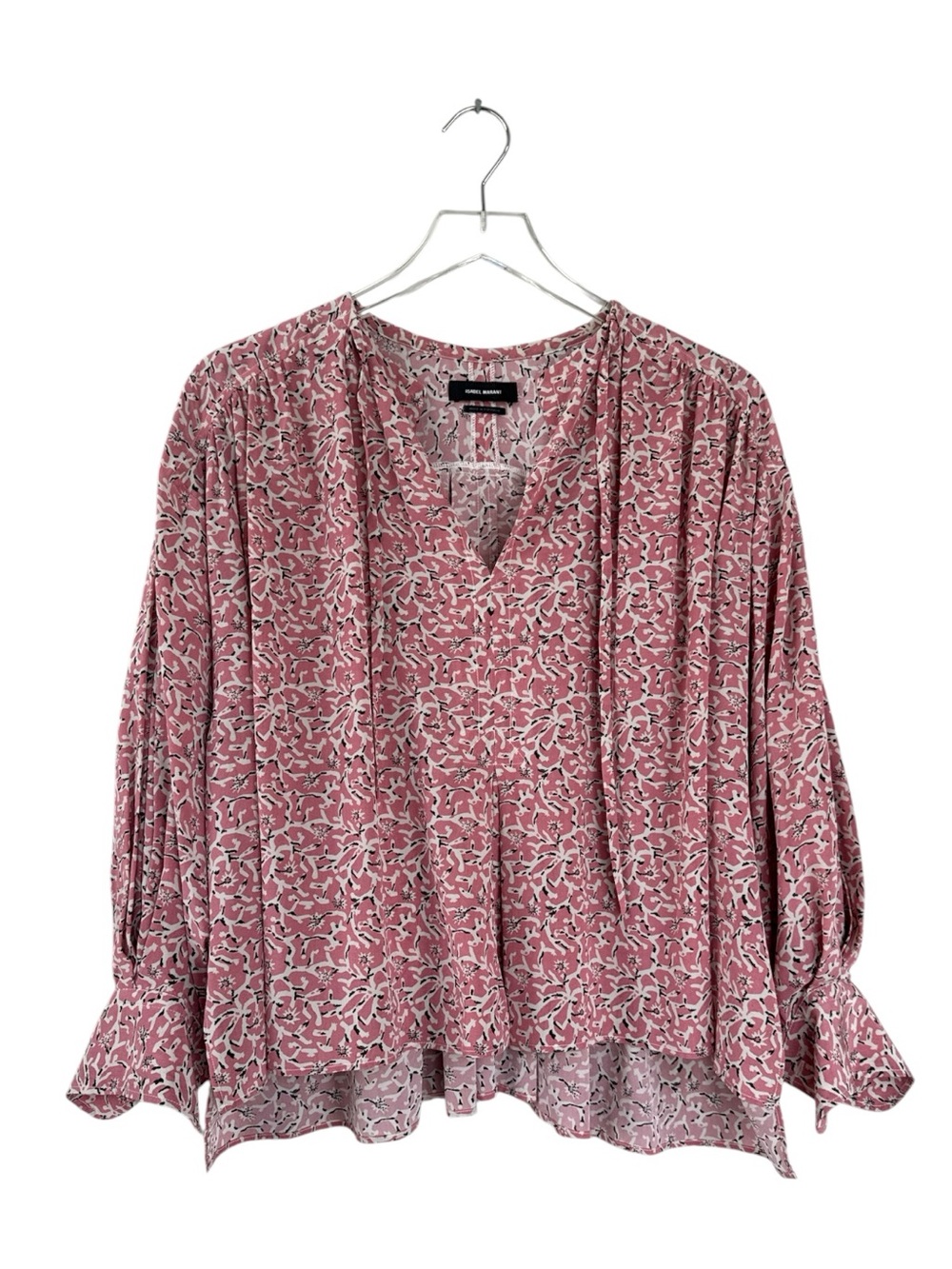 Isabel Marant Pink Floral Silk Blend Peasant Blouse Size 36 / US 6